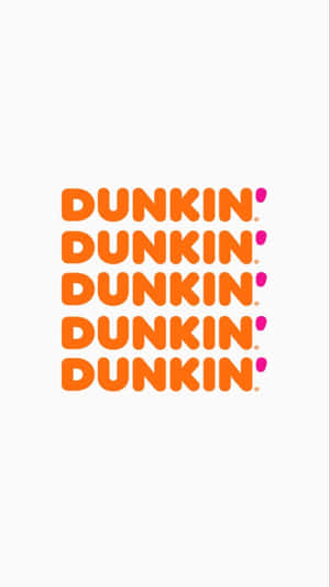 五個橙色Dunkin'標誌垂直疊放，帶有粉紅點點。