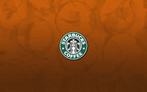 Starbucks Coffee 標誌在紋理橙色背景上