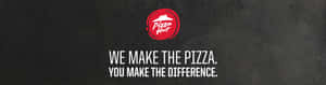 Pizza Hut標誌附有標語：我們製作薄餅，您帶來改變