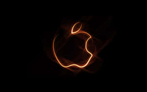 黑色背景上發光的橙色Apple標誌輪廓