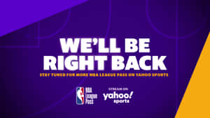 NBA League Pass 中斷畫面，紫色背景上顯示白色文字