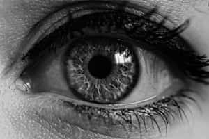 人類眼睛的特寫，虹膜細緻且帶有水潤感 — 黑白美學 壁紙