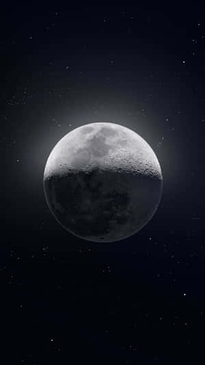 滿月帶有隕石坑，襯托星光夜空 — 月亮 壁紙