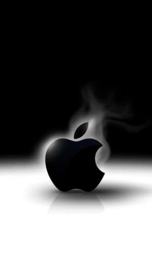 黑色Apple標誌在黑白漸變背景上冒煙
