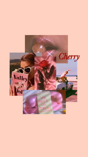 粉紅色拼貼畫，有嘴唇、玫瑰、戴太陽眼鏡的女孩，以及寫著「我們需要談談」的便條。