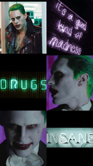 小丑拼貼畫 霓虹燈牌 madness drugs insane