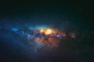充滿活力的星系，帶有發光的星雲和無數的恆星。