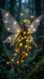 黑暗森林中的仙子燈飾魔幻壁紙 — 手機 壁紙