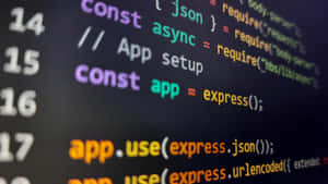 特寫JavaScript程式碼在深色螢幕上並帶有語法高亮。