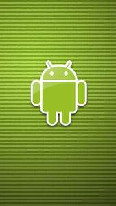 綠色Android機械人標誌在紋理綠色背景上。