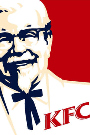 山德士上校在紅色背景的KFC標誌圖形中微笑。 — 雞 壁紙