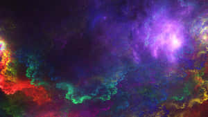色彩繽紛的宇宙星雲，在深空中閃耀著發光的雲和星星。