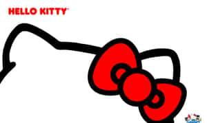 Hello Kitty 的紅色蝴蝶結，帶黑色輪廓和品牌標誌 — 卡通 壁紙