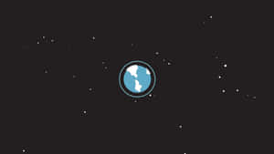 一個藍色地球圖示漂浮在繁星點點的黑暗太空中。