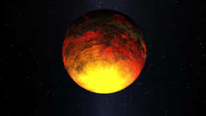 熾熱行星帶有發光核心，漂浮在星空之中。