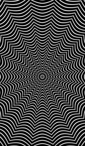 黑白徑向波浪圖案，產生催眠視覺效果。