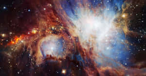 充滿活力的宇宙星雲，在深空中帶有發光的雲層和明亮的星星。