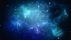 在深空中充滿星星的發光藍色星雲。 — 美學 壁紙