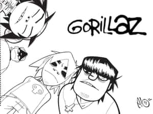 Gorillaz 樂隊角色以黑白線條藝術和標誌呈現