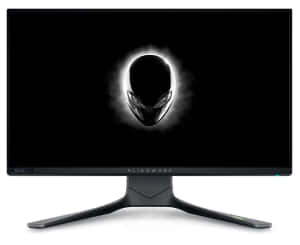 Alienware遊戲顯示器在屏幕上顯示發光的外星人標誌