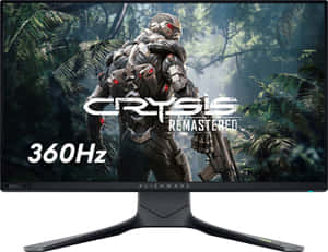 Alienware 顯示器顯示 Crysis Remastered 遊戲場景，士兵在叢林中。