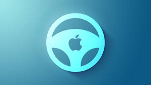 帶有Apple標誌的方向盤圖標，背景為藍色漸變