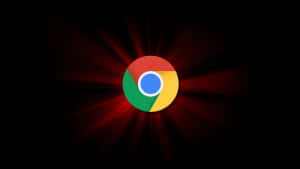 Chrome 瀏覽器標誌在黑色背景上帶有紅色光線。