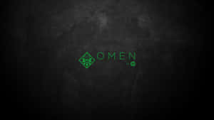 深色紋理牆上的綠色Omen by HP標誌