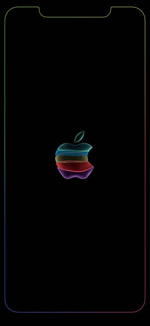 iPhone屏幕顯示彩色Apple標誌，帶有彩虹邊框。