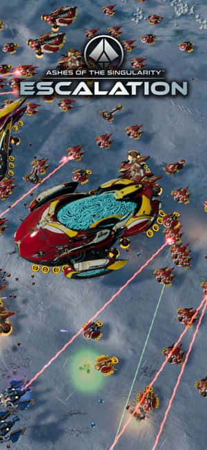 一艘大型太空船在雪地太空戰中向敵艦發射激光。