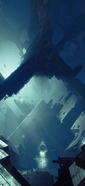 未來的城市塔樓以發光的藍色燈光穿透星空夜空。 — Galaxy XCover 壁紙