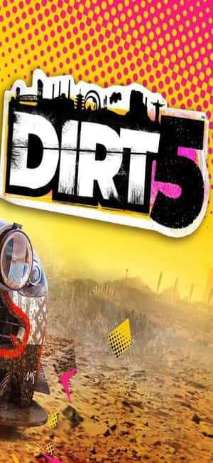 《Dirt 5》遊戲封面，以大膽的流行藝術風格呈現越野車和城市天際線。 — iPhone 17 Pro Max 壁紙