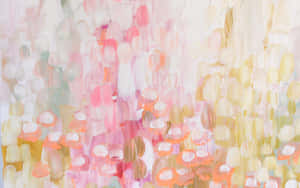 抽象藝術作品，柔和粉彩色調和紋理筆觸，宛如夢幻花田。