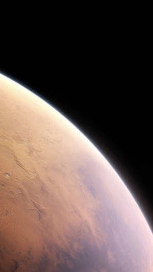火星行星，帶有隕石坑和大氣霧霾，背景為黑色太空