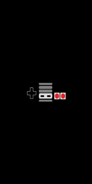 黑色背景上帶有紅色按鈕的白色輪廓遊戲控制器圖標。 — Pixel 3 壁紙