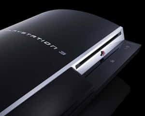 時尚的黑色 PlayStation 3 遊戲主機，帶有銀色飾邊和發光標誌。 — PlayStation GIF 壁紙