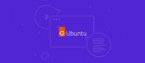 Ubuntu 標誌在數位介面中，帶有對話氣泡，背景為紫色