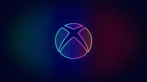 深色漸變背景上帶有霓虹色彩的發光Xbox標誌