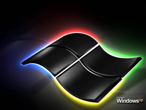 在深色背景上帶有發光霓虹色彩的Windows XP標誌