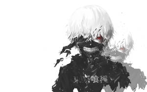 動漫角色，白髮紅眼，戴著可見牙齒的黑色面具。 — 漫畫分鏡gif 壁紙