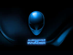 發光的藍色外星人頭標誌，帶有 'Alienware Invader' 文字。