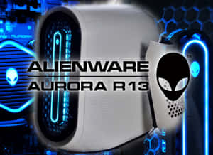 Alienware Aurora R13 遊戲桌上型電腦，帶有發光的藍色燈光和 Alien 標誌。