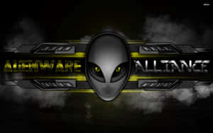 Alienware Alliance 標誌，特色為帶有發光眼睛的金屬外星人頭部。