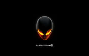 Alienware標誌，帶有發光的外星人頭部，黑色背景