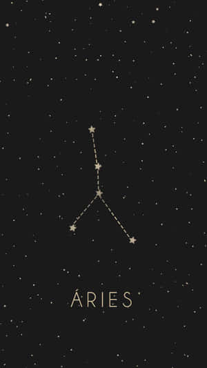 金色白羊座在繁星夜空上，下方有Aries字樣。