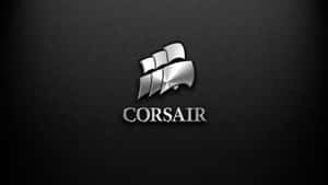 Corsair 標誌，帶有三個帆，位於黑色紋理背景上。