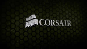深綠色六角形紋理背景上的 Corsair 標誌