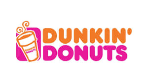 Dunkin' Donuts品牌標誌，帶有咖啡杯和粗體橙色粉紅色文字。
