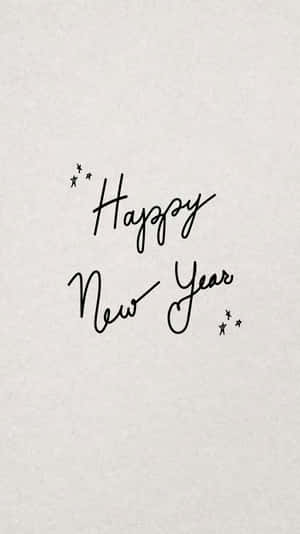 在帶有紋理的紙張上，以優雅的黑色草書和小星星呈現的新年祝福。 — iPhone 6 壁紙