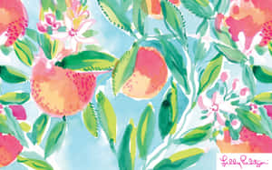枝頭上的桃花和果實的水彩畫。 — 唯美花朵動圖 壁紙